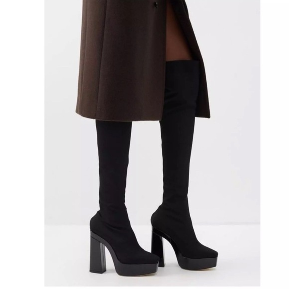 Jimmy Choo black Giome 140mm over-the-knee platform boots. Sz 39 - Picture 7 of 12